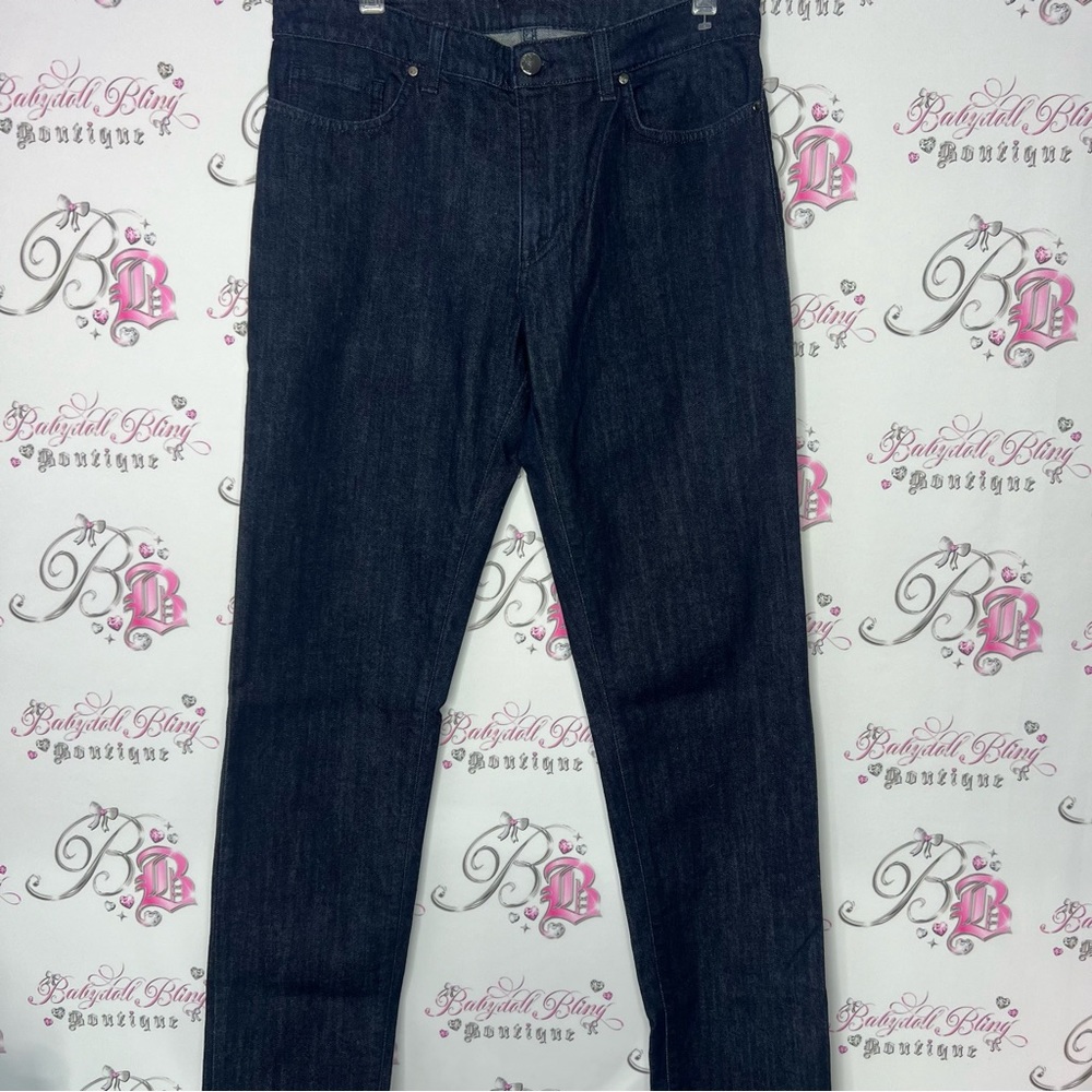Versace jeans Medusa logo metal emblem buttons charm straight leg dark wash 💎 - Picture 10 of 16